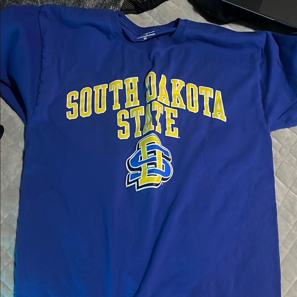 Blue and Yellow South Dakota State Short Sleeve Tee